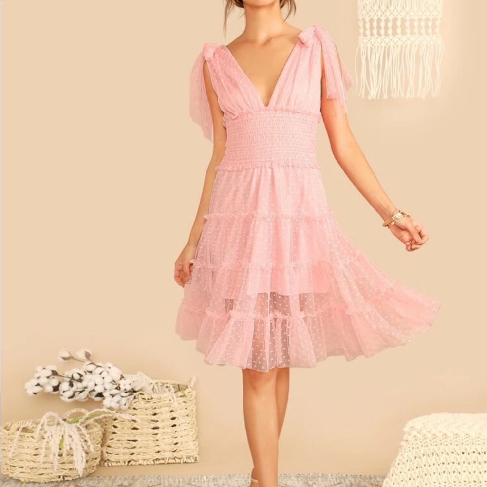 Pink mesh dress